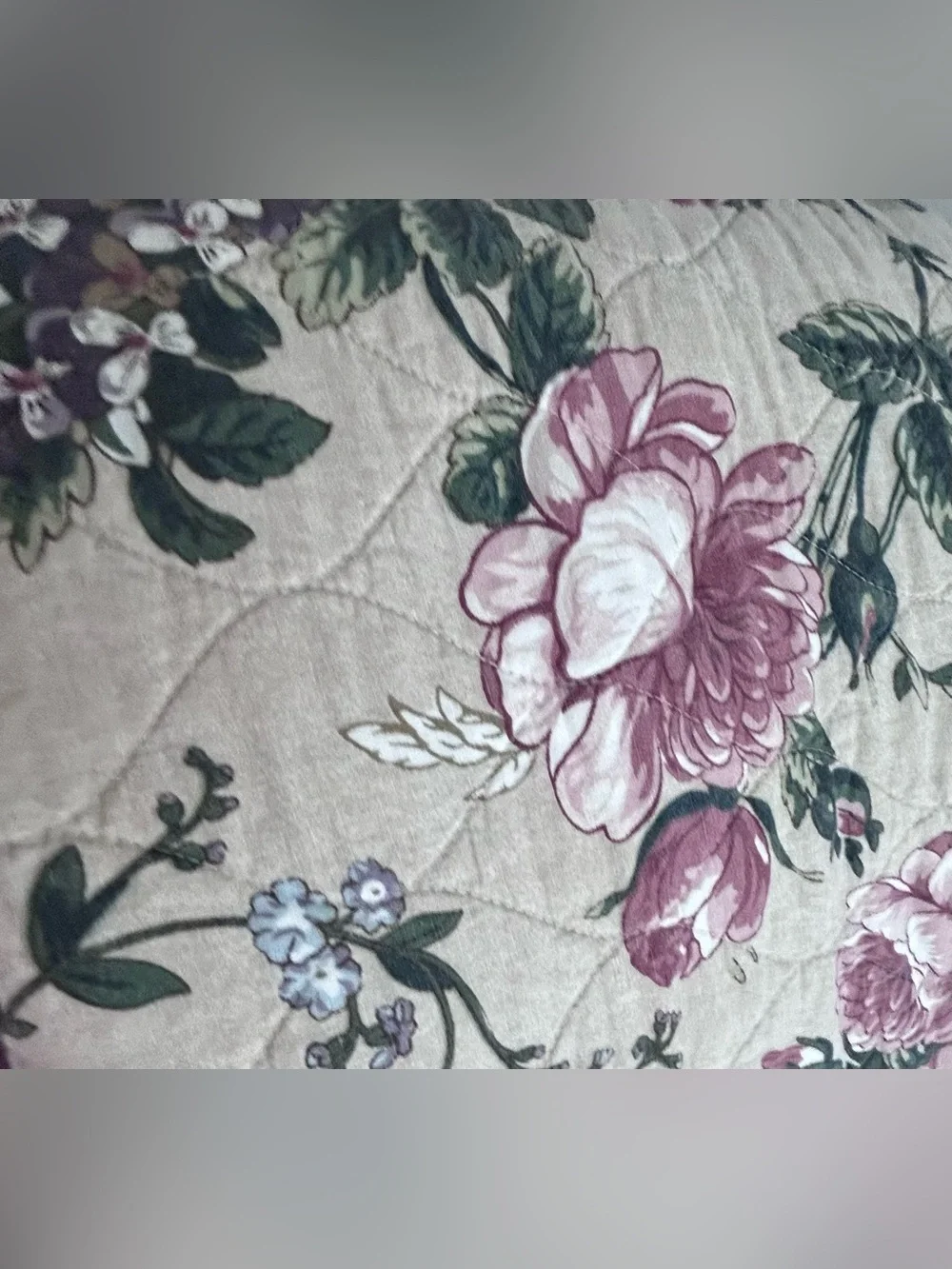 Pottery Barn Adelise Floral Cotton/Linen Reversible Quilt Full/Queen READ
